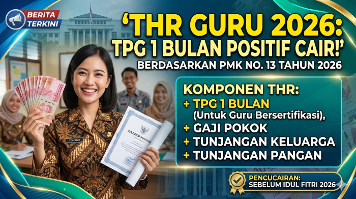 THR Guru 2026 dipastikan dapat tambahan TPG 1 bulan. (Ilustrasi: Gemini)