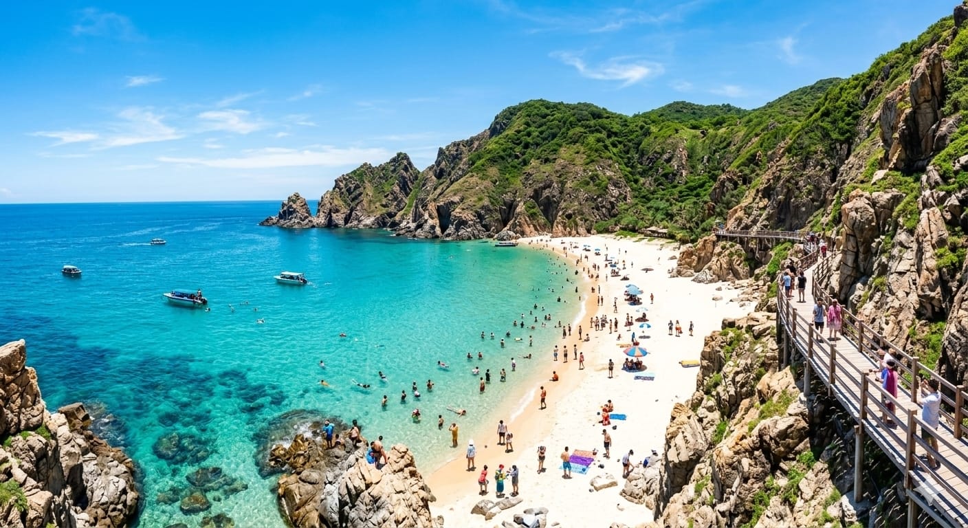 Liburan ke Quy Nhon Vietnam viral. Itinerary 4 hari 3 malam menikmati Pantai Ky Co, Eo Gio, hingga seafood segar dengan biaya hemat.