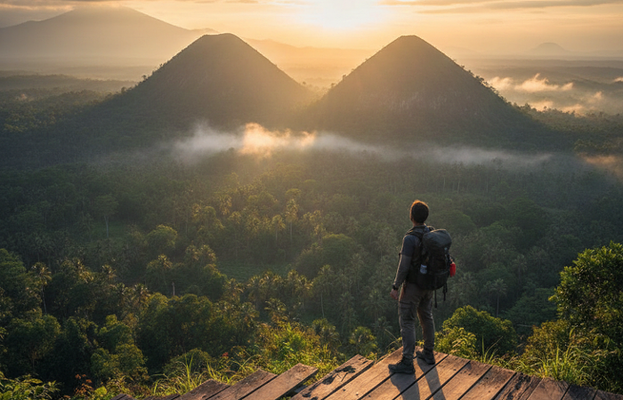 Review wisata Bali Twin Hills di Bangli menyajikan panorama bukit kembar, sawah hijau, spot foto menarik, dan sunrise indah dari ketinggian.