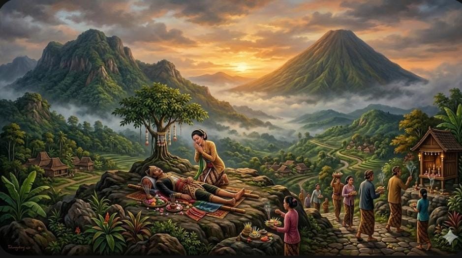 Legenda Roro Kembang Sore Tulungagung mengisahkan cinta tragis di balik Gunung Bolo dan Gunung Budeg yang hingga kini masih diziarahi.