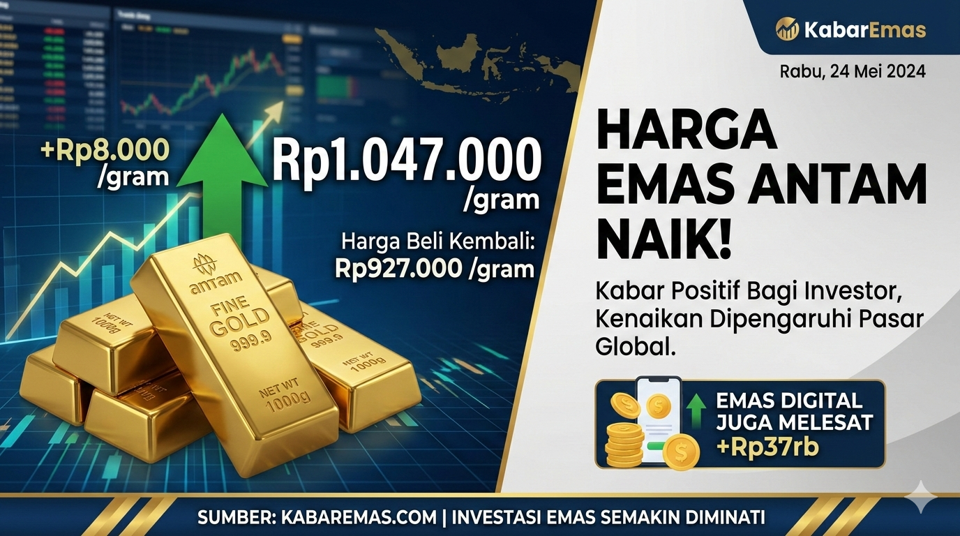 Harga emas Antam hari ini naik Rp8.000 menjadi Rp3,47 juta per gram. (Ilustrasi: Gemini)