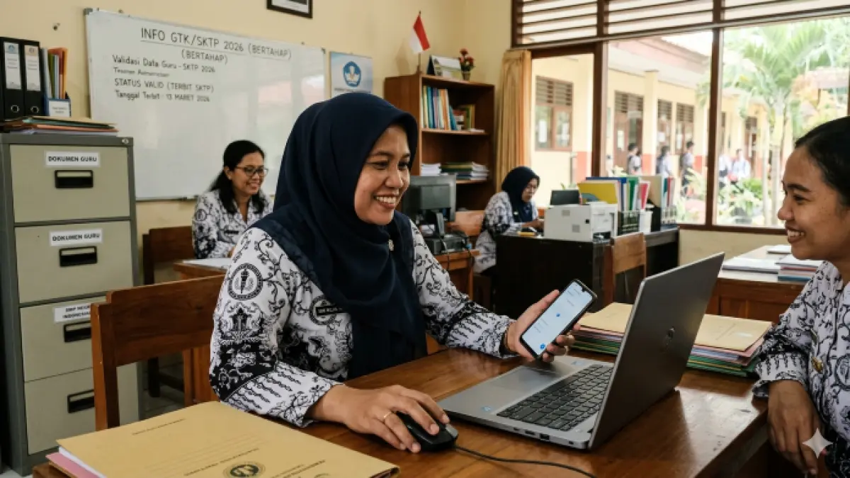 SKTP Maret 2026 mulai terbit bertahap di Info GTK. (Ilustrasi: Gemini)