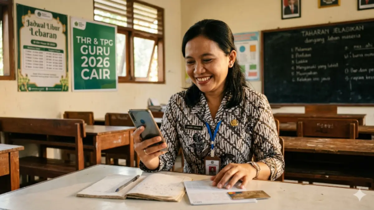 THR guru 2026 mulai cair di sejumlah daerah. (Ilustrasi: Gemini)