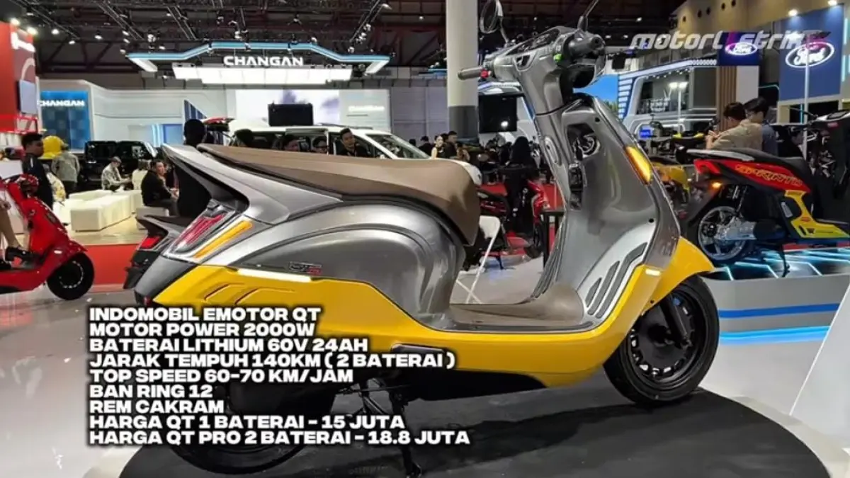 Motor listrik Indomobil Qutie meluncur di IMS dengan desain imut, fitur NFC dan jarak tempuh hingga 135 km, harga mulai Rp15 juta.