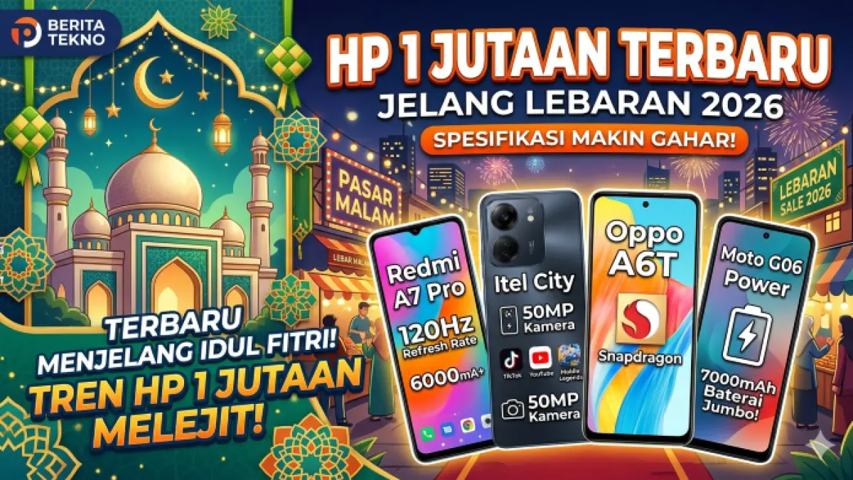 Rekomendasi HP 1 jutaan terbaru untuk Lebaran 2026. Ada baterai 7000 mAh, kamera 50 MP hingga layar 120 Hz. (Ilustrasi: Gemini)
