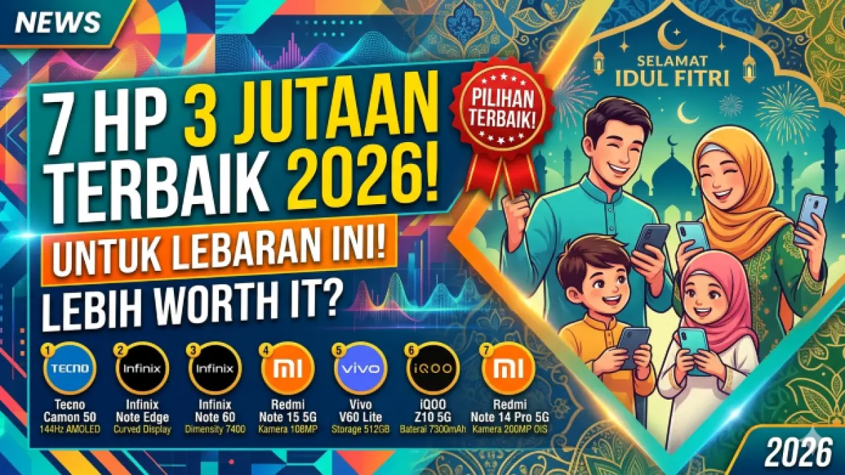 Rekomendasi HP 3 jutaan terbaik 2026 untuk Lebaran, dari kamera 200 MP hingga baterai jumbo, cek daftar lengkapnya di sini! (Ilustrasi: Gemini)