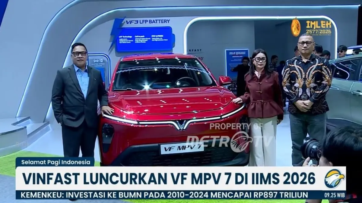 VinFast VF MPV7 resmi meluncur di IIMS 2026 dengan harga Rp300 jutaan. MPV listrik 7 penumpang ini siap jadi pilihan keluarga modern.