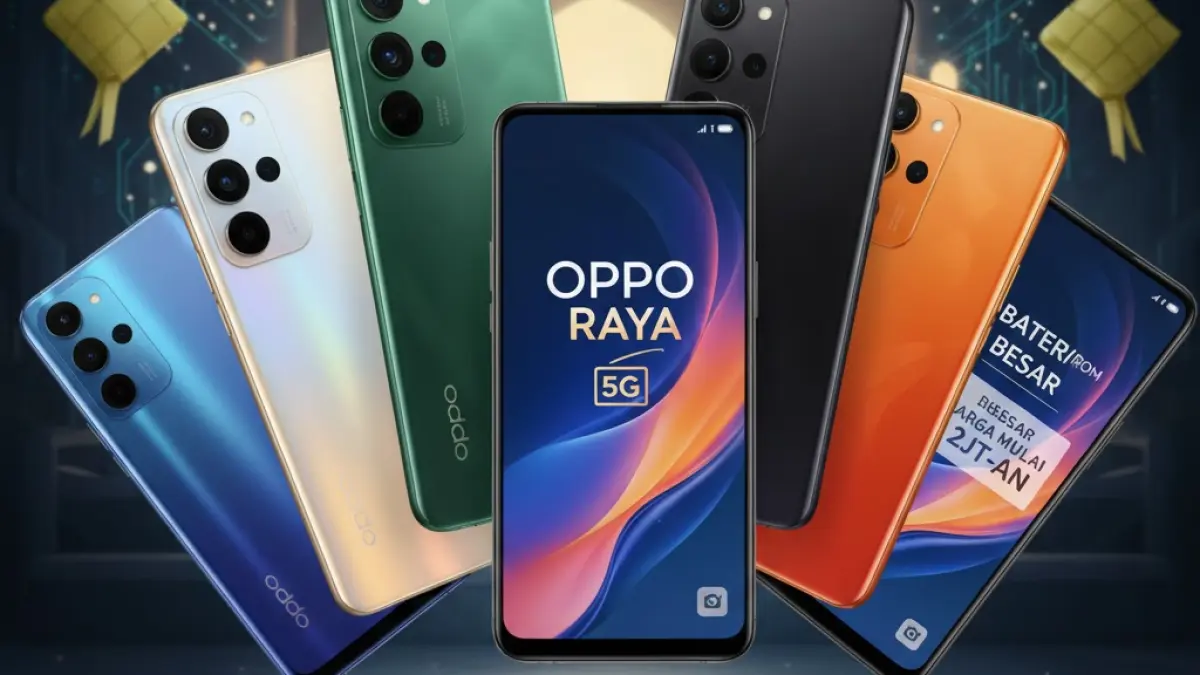 7 HP Oppo 5G RAM 8/256 GB terbaik jelang Lebaran 2026, harga mulai Rp2 jutaan dengan spesifikasi gahar dan baterai besar.