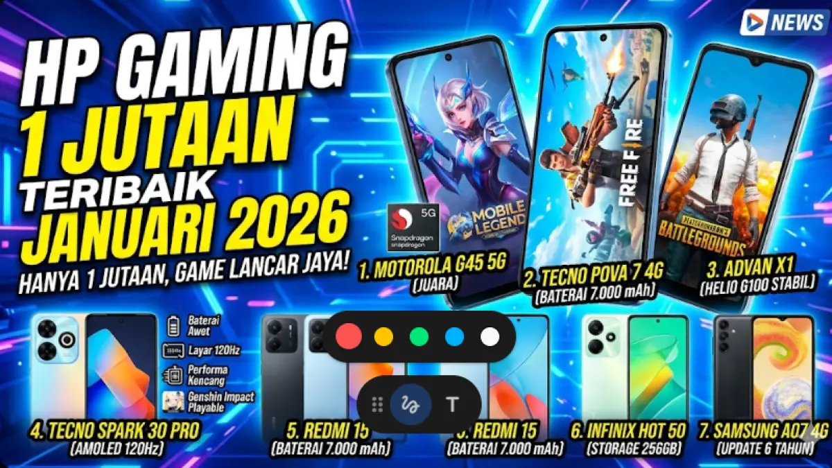 Daftar HP gaming 1 jutaan terbaik Januari 2026, performa kencang untuk Mobile Legends hingga PUBG tanpa bikin kantong jebol! (Ilustrasi: Gemini)