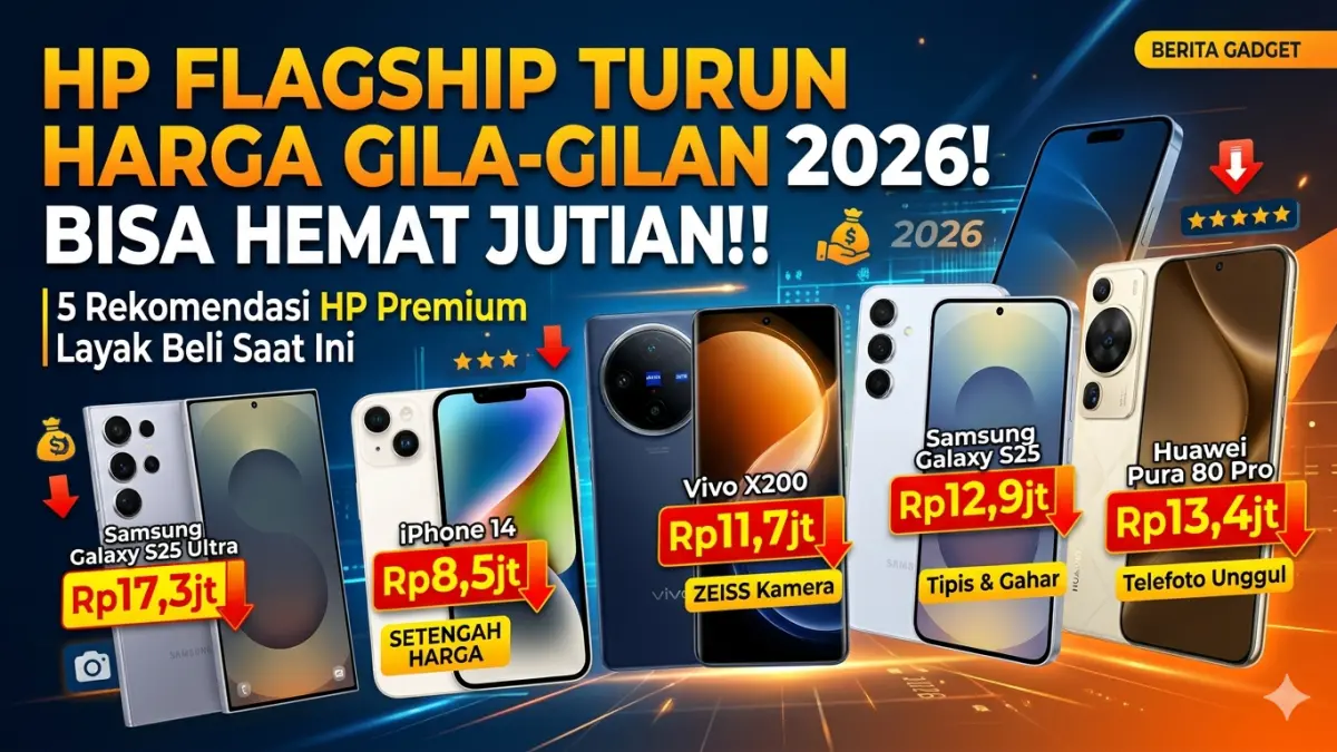 HP flagship turun harga 2026, dari iPhone 14 hingga Galaxy S25 Ultra kini makin murah dan layak dibeli! (Ilustrasi: Gemini)