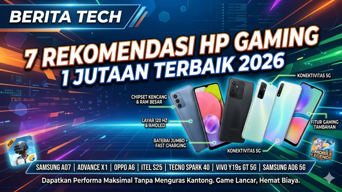 HP gaming 1 jutaan terbaik 2026 dengan RAM besar, chipset kencang, hingga 5G murah. (Ilustrasi: Gemini)