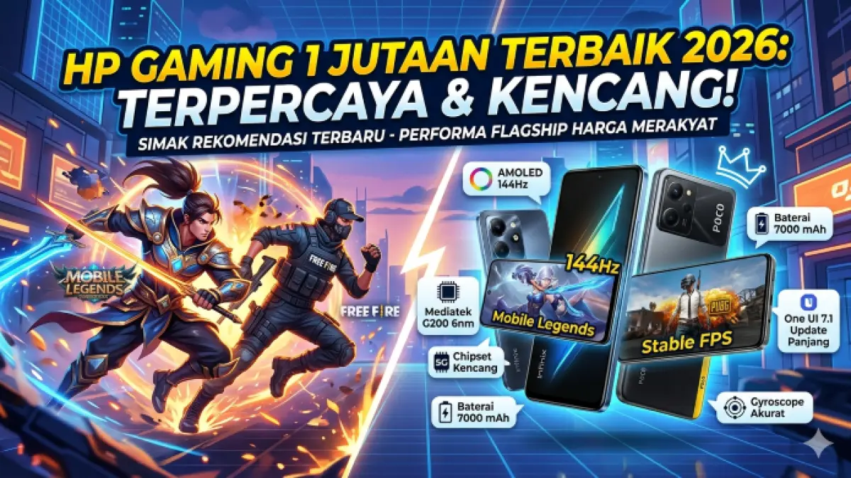 HP gaming 1 jutaan terbaik 2026 hadir dengan spek gahar, layar 144 Hz, dan baterai besar. (Ilustrasi: Gemini)