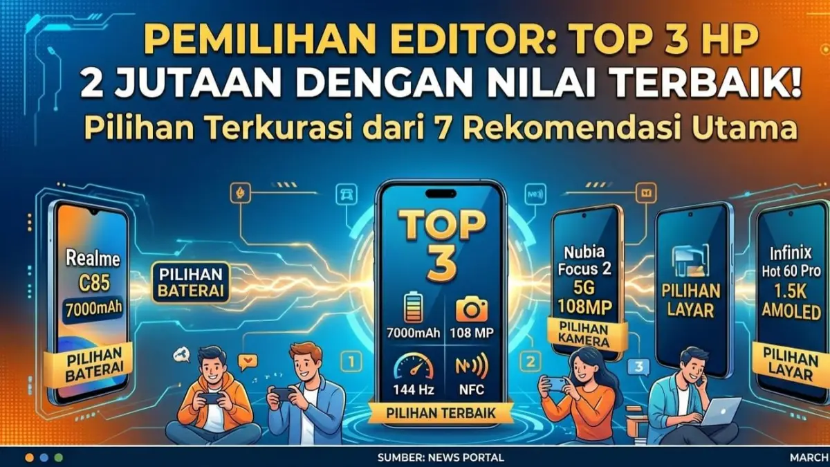 7 HP 2 Jutaan Terbaik untuk Lebaran 2026, Spek Ngebut Baterai Jumbo dan Kamera 108 MP Bikin Ngiler!