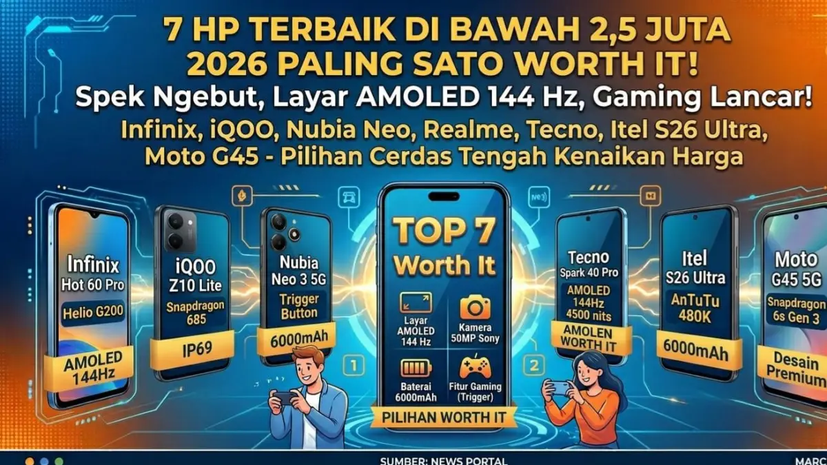 HP 2 jutaan terbaik 2026 hadir dengan spek gaming kencang, kamera 108 MP, dan baterai 7000 mAh. Ini daftar paling worth it!