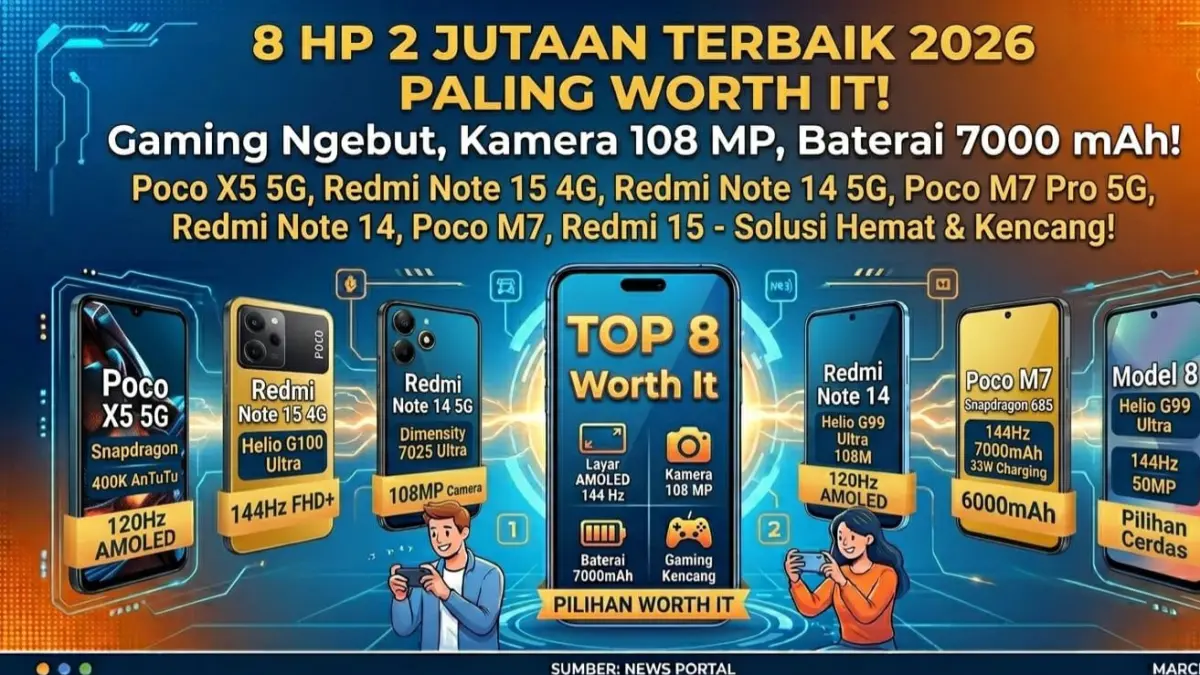 HP baterai besar 2 jutaan terbaik 2026 hadir dengan kapasitas hingga 7000 mAh dan fast charging cepat. Ini 10 rekomendasinya!