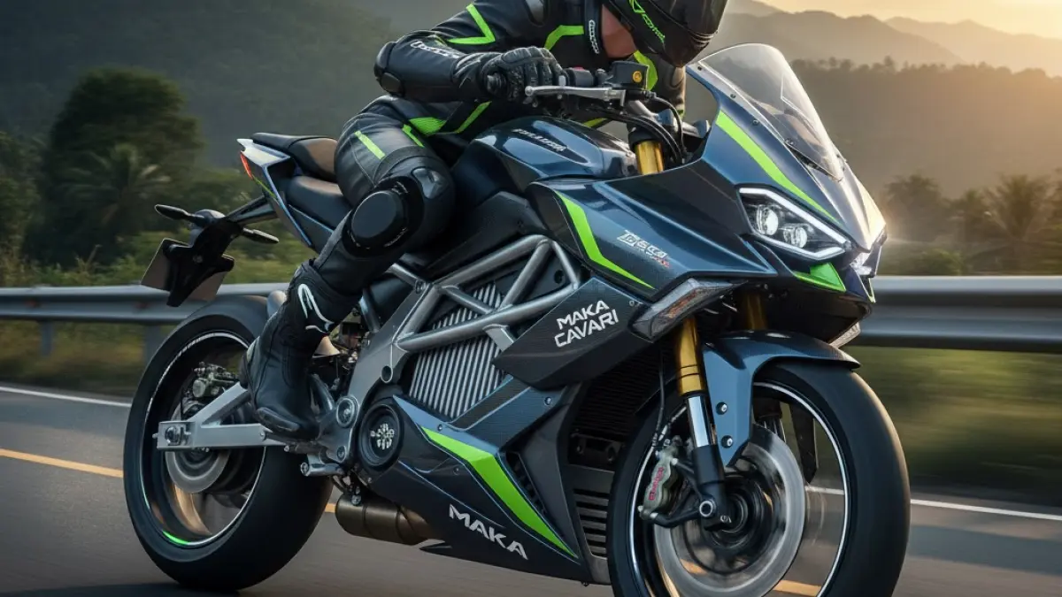 Maka Cavari motor listrik sporty lokal hadir dengan desain agresif, tenaga ngebut 100 km/jam, dan suspensi nyaman untuk harian.