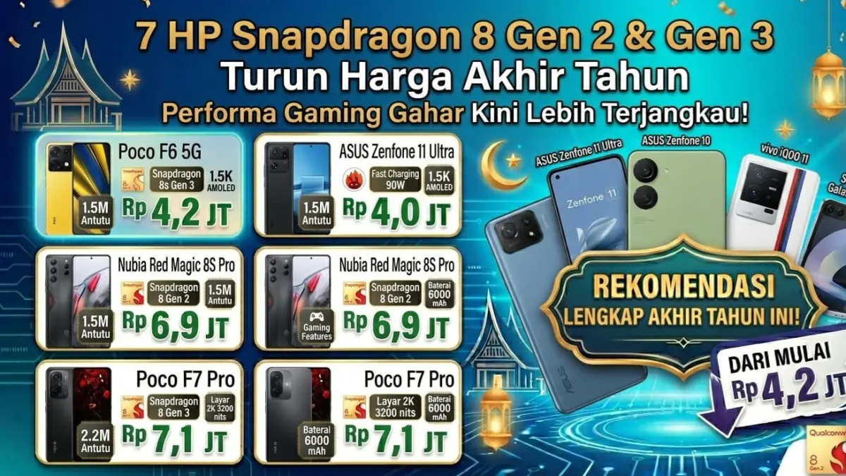 7 HP Snapdragon 8 Gen 2 dan Gen 3 turun harga akhir tahun, performa gaming gahar kini mulai Rp4 jutaan.
