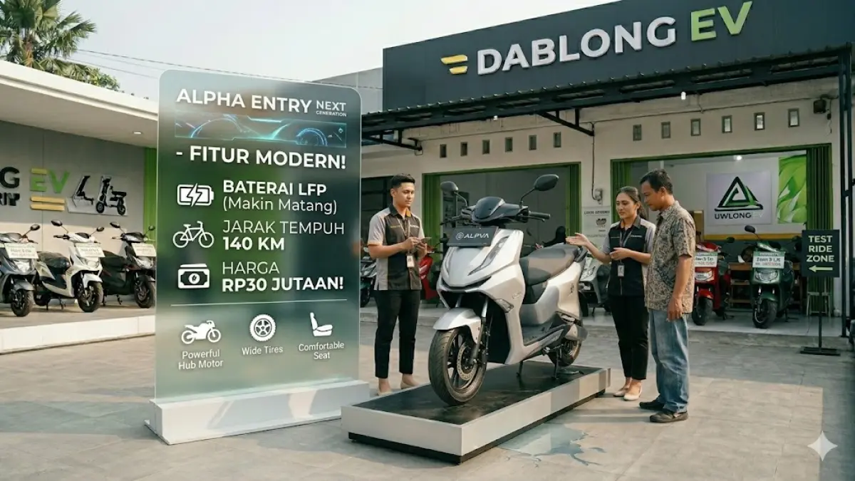 Alpha Entry Next Generation hadir dengan baterai LFP, jarak tempuh 140 km, dan fitur modern. Motor listrik Rp30 jutaan ini makin matang!