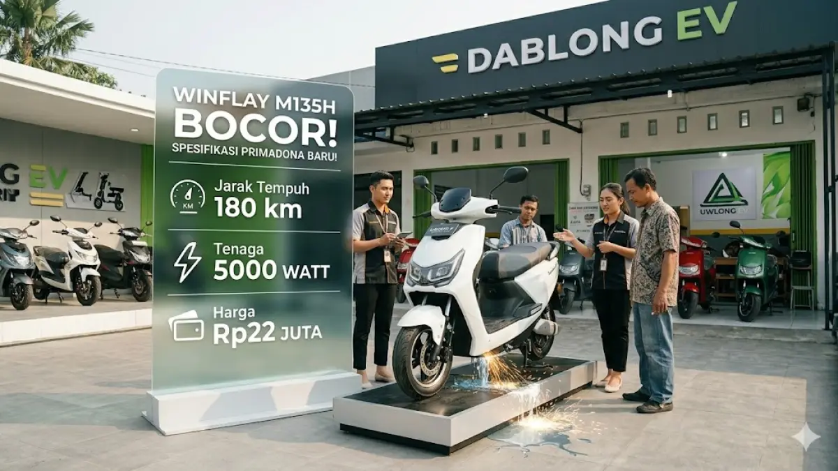 Winflay M135H bocor! Motor listrik jarak tempuh 180 km, tenaga 5000 watt, harga Rp22 juta, siap jadi primadona baru.