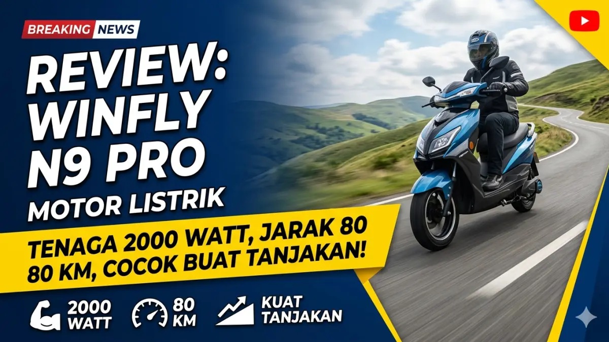 Motor listrik Winfly N9 Pro punya tenaga 2000 watt, jarak 80 km, dan fitur lengkap. Simak review lengkapnya di sini! (Ilustrasi: Gemini)