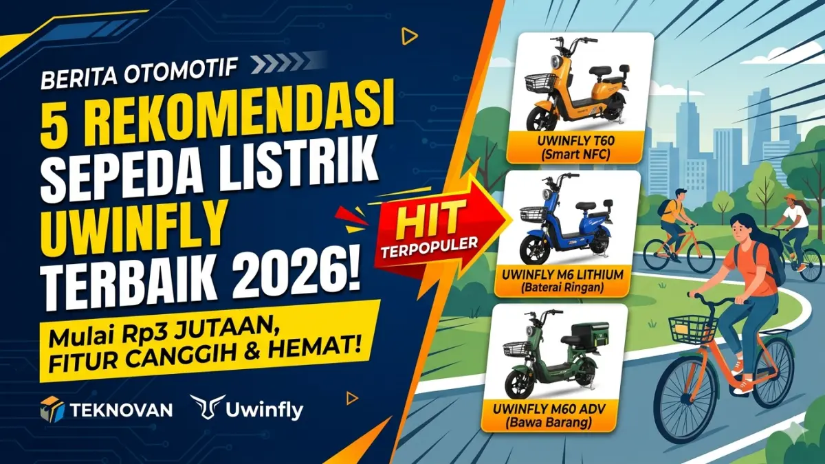 Rekomendasi sepeda listrik Uwinfly murah 2026, harga Rp3 jutaan dengan fitur NFC dan baterai lithium modern. (ilustrasi: Gemini)
