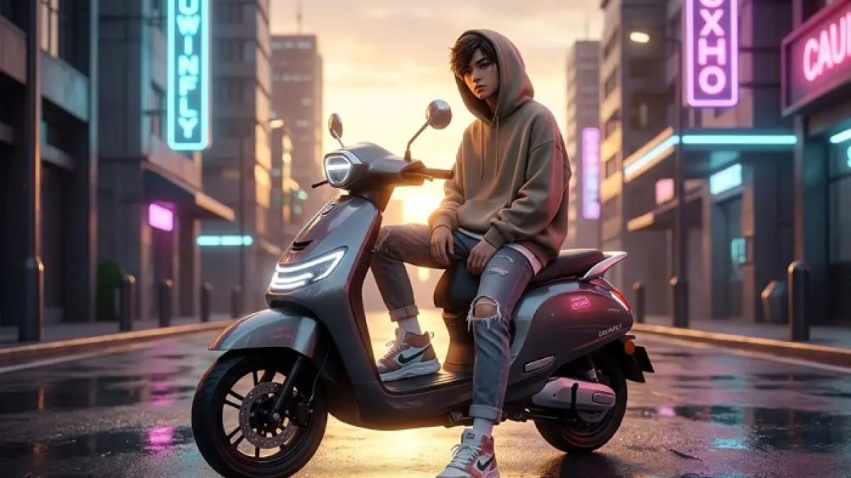 Uwinfly M90E hadir dengan Trifast System, akselerasi cepat, dan baterai lepas. Motor listrik ini cocok untuk mobilitas efisien harian. Ilustrasi Gemini AI