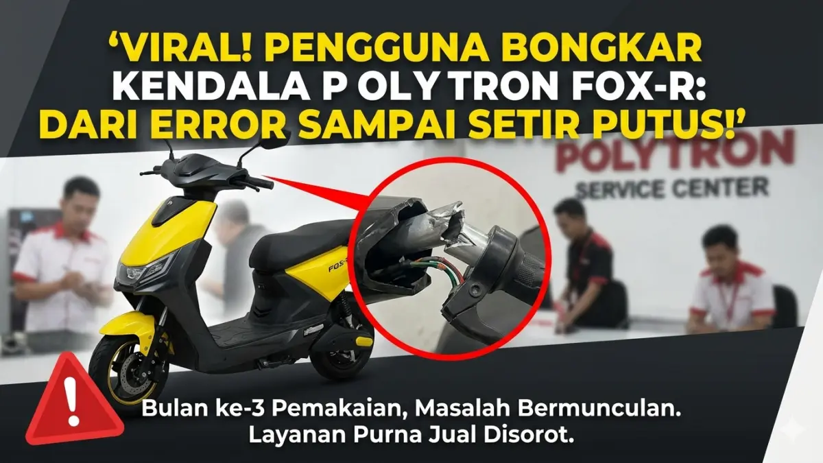 Pengalaman motor listrik Polytron Fox 350, dari indikator error hingga setir putus setelah 3 bulan pemakaian. (Ilustrasi: Gemini)
