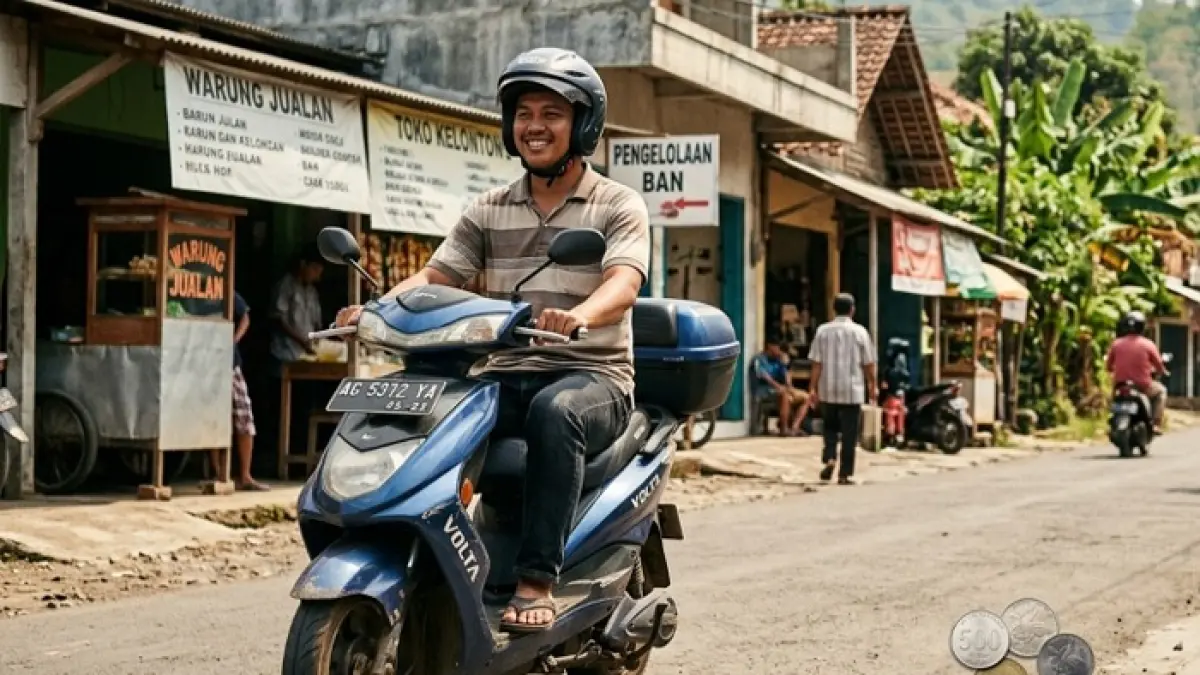 Motor listrik Volta 401 jadi solusi hemat tanpa bensin, jarak hingga 180 KM, cocok untuk mobilitas tinggi dan ramah lingkungan. Ilustrasi Gemini AI