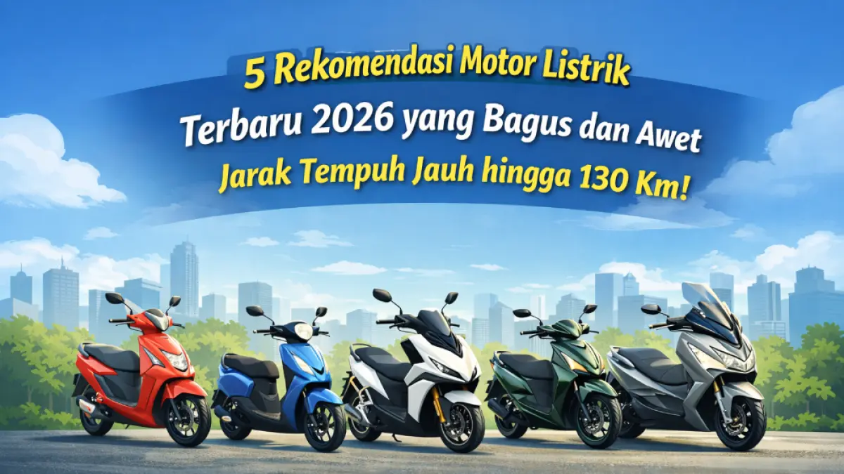 Rekomendasi motor listrik terbaru 2026 yang bagus dan awet, jarak tempuh jauh hingga 130 km, cocok untuk harian.