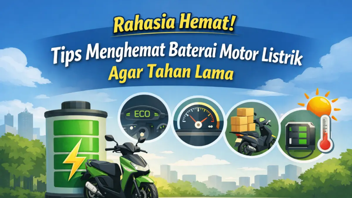Tips menghemat baterai motor listrik agar lebih awet dan tahan lama, wajib diketahui pengguna agar hemat dan efisien setiap hari.