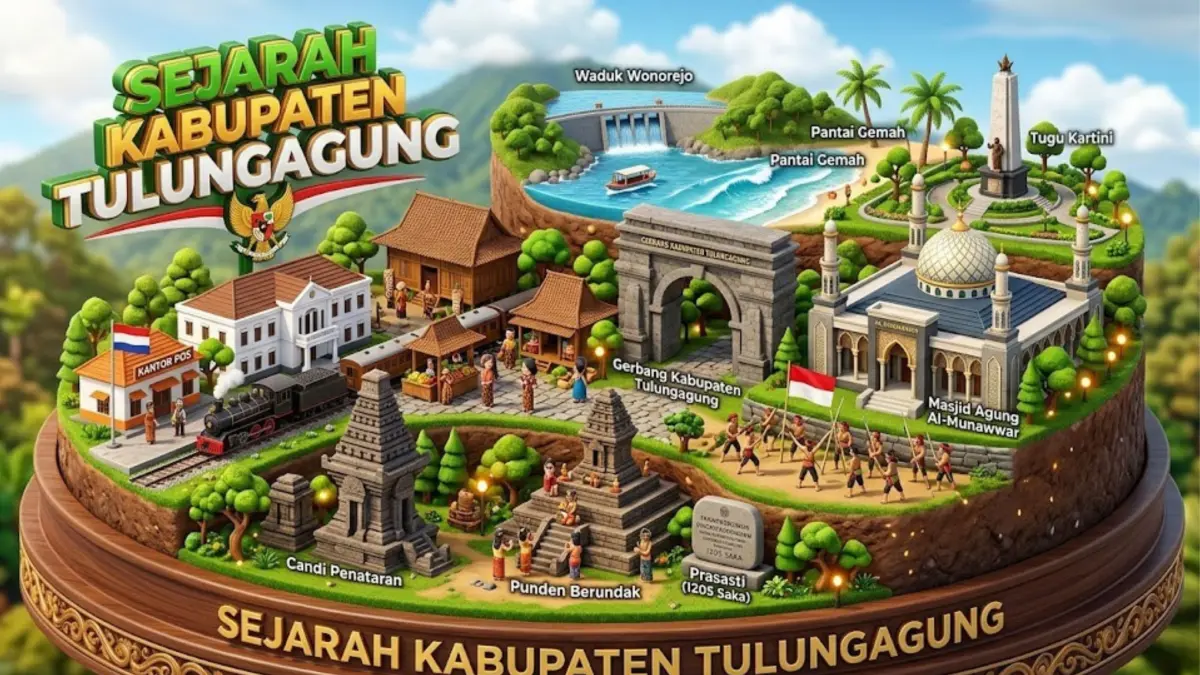 Ingin tahu sejarah Kabupaten Tulungagung? Simak kisah Prasasti Lawadan, asal-usul nama Ngrowo, hingga legenda Baru Klinting yang legendaris di sini!
