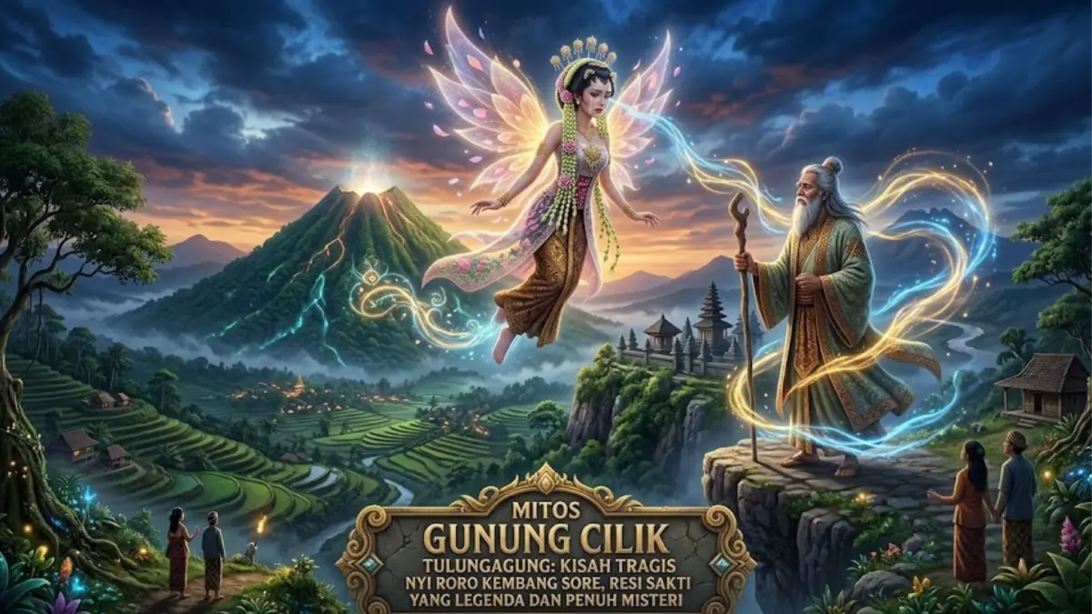 Mitos Gunung Cilik Tulungagung ungkap kisah tragis Nyi Roro Kembang Sore, resi sakti dengan legenda penuh misteri.