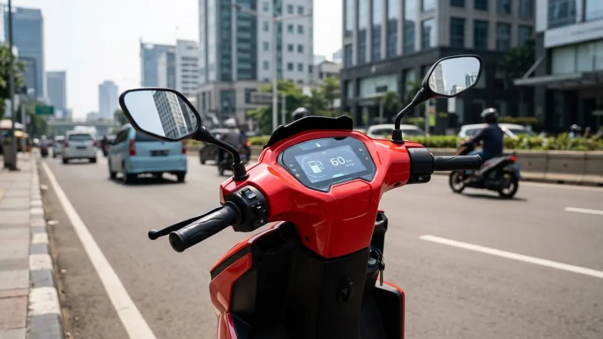 Gesit Raya tipe G varian terbaru lebih irit, jarak 60 km, dinamo 1500 watt, harga lebih murah bikin heboh pasar motor listrik.