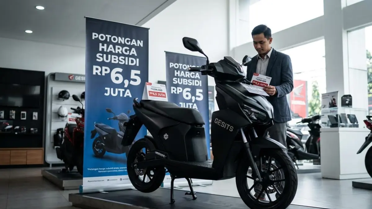 Motor listrik Gesits dapat subsidi Rp6,5 juta dari pemerintah, harga turun jadi Rp22 juta, bikin makin terjangkau.