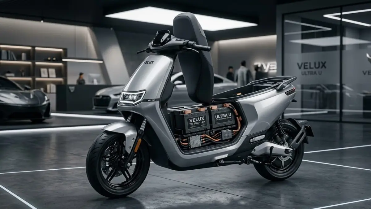 Motor listrik Velux Ultra U hadir dengan dual baterai 56Ah dan 3KW, jarak tempuh lebih jauh dan efisiensi maksimal.
