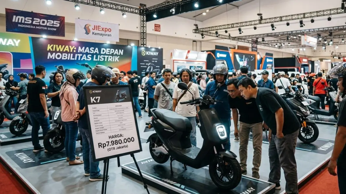 Motor listrik Kiway K7 Rp7,9 juta heboh di IMS 2025 Kemayoran! Desain kompak, fitur menarik, bikin pengunjung penasaran.