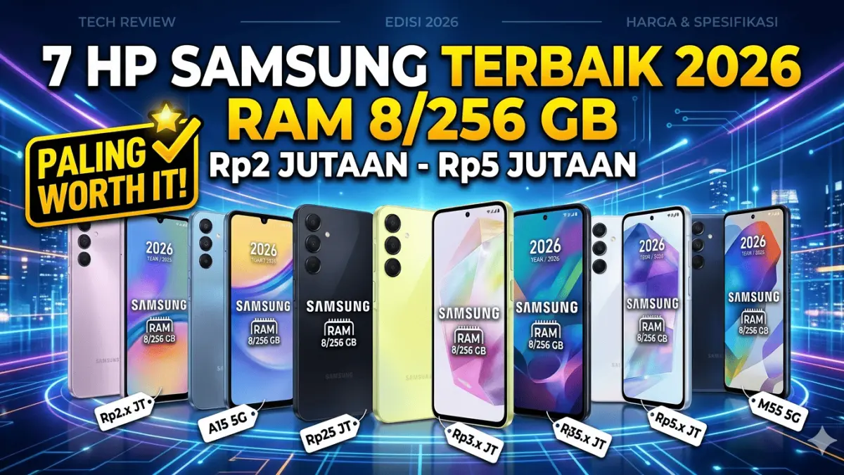 7 HP Samsung RAM 8/256 GB Terbaik 2026: Dari Rp2 Jutaan sampai Rp5 Jutaan, Ini yang Paling Worth It! (gemini ai)