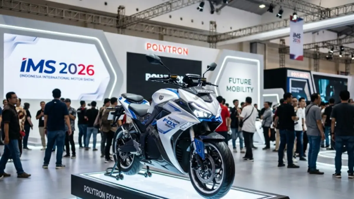 Teknologi fast charging di IMS 2026 bikin heboh, Polytron Fox 350 dan RX3000 jadi sorotan motor listrik terbaru. Ilustrasi Gemini AI
