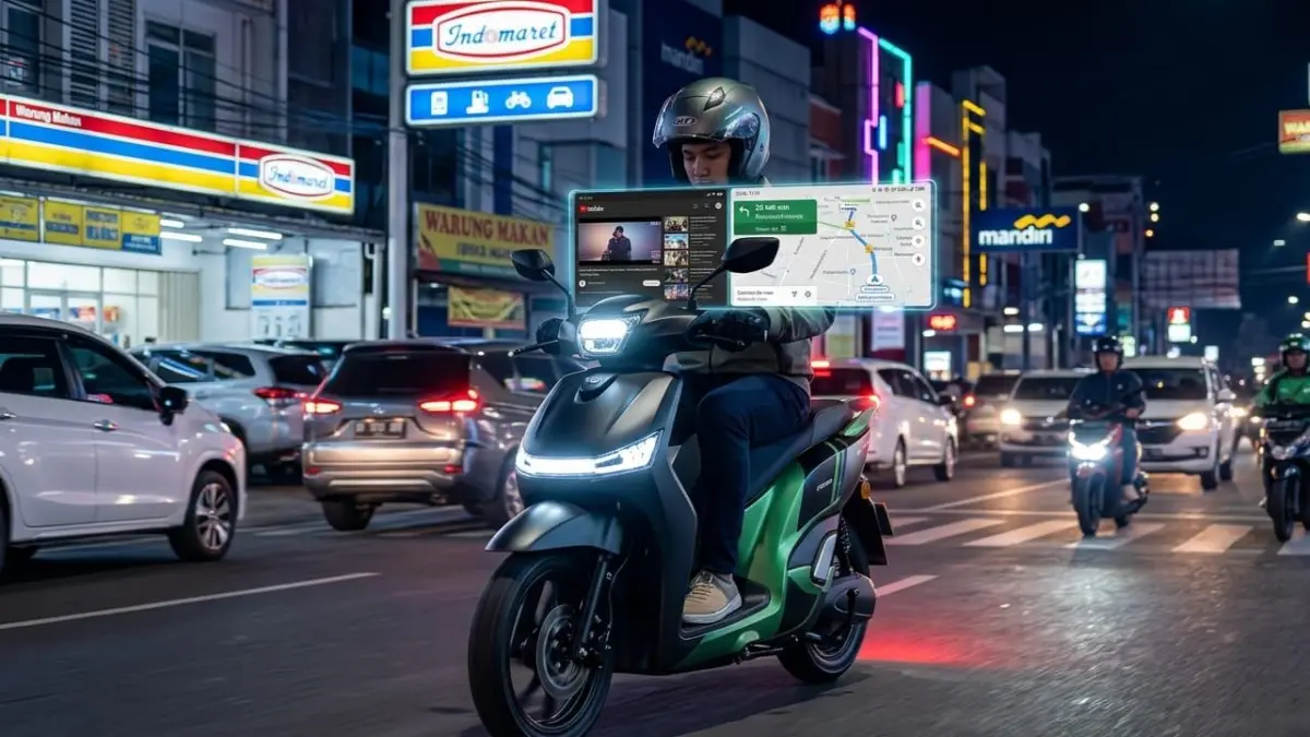 Indomobil e Motor Adora hadir dengan fitur YouTube, mirroring, LED, dan jarak 110 km. Motor listrik canggih terbaru 2025!