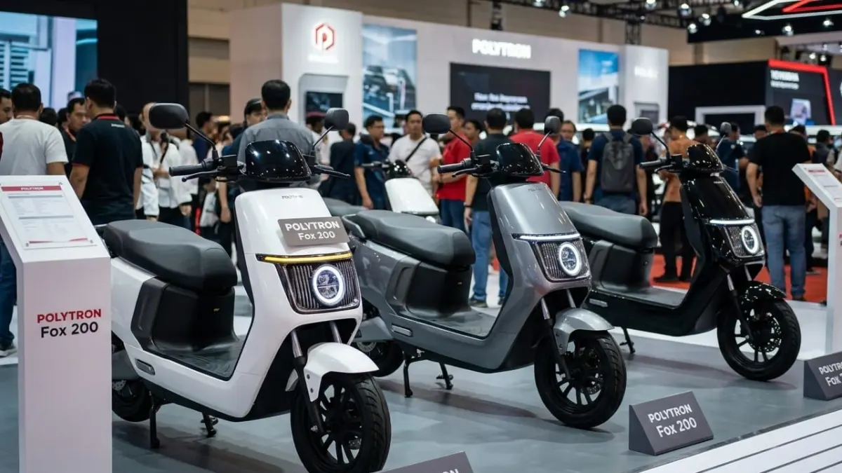 Polytron Fox 200 motor listrik murah Rp11 jutaan hadir dengan fitur alarm unik dan jarak tempuh 85 km, cocok untuk cewek dan pemula.