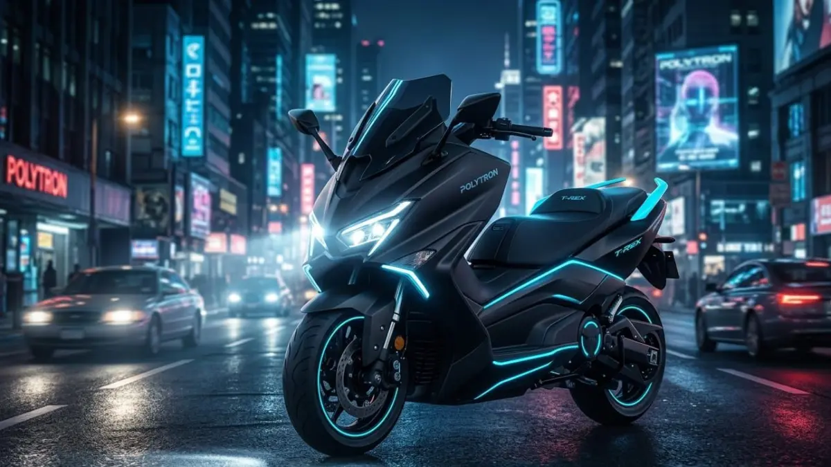 Polytron T-Rex 2026 hadir dengan top speed 130 km/jam dan desain maxi scooter. Siap saingi NMAX dan PCX di Indonesia!