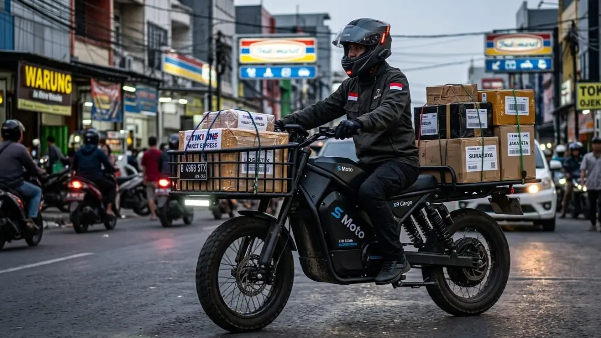 Motor listrik S Moto X9 hadir dengan torsi 125 Nm dan jarak 120 km, cocok untuk kurir dan angkut barang berat.