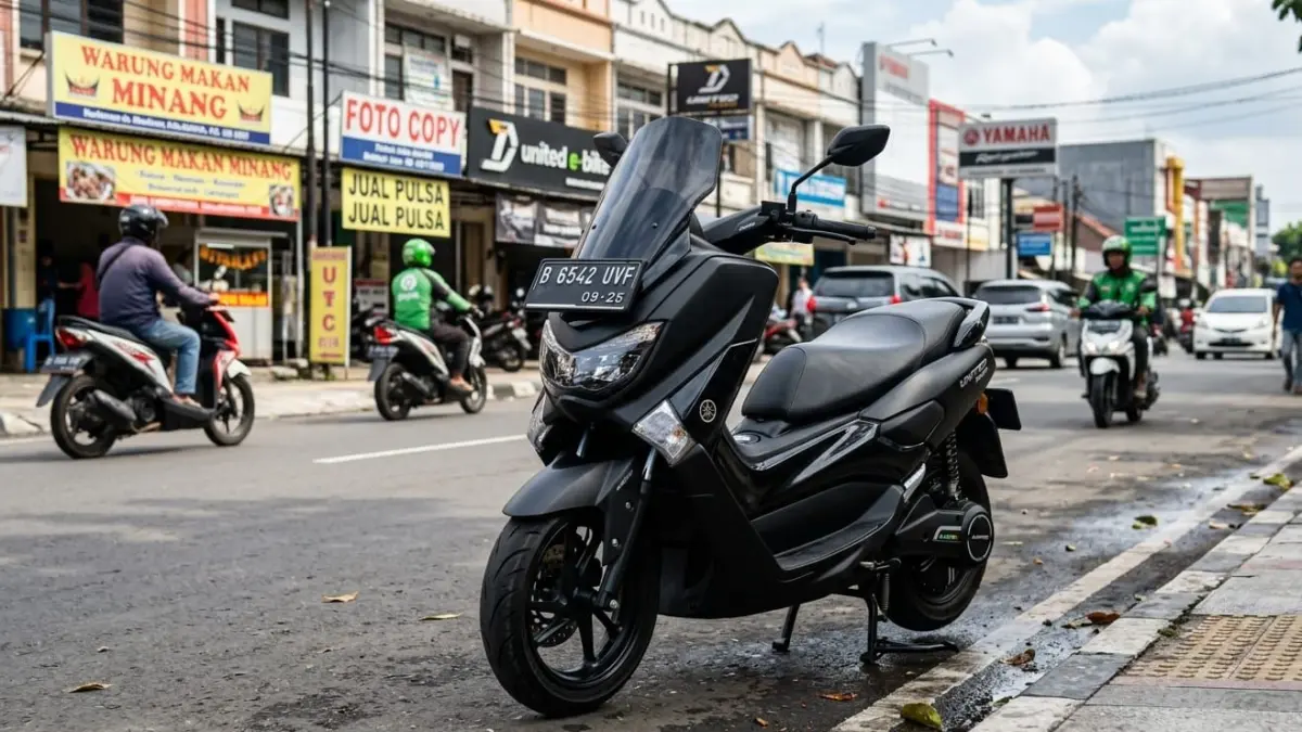 Review United TX3000, motor listrik 3000 watt dengan jarak tempuh 120 km dan kecepatan 90 km/jam, tangguh di berbagai medan.