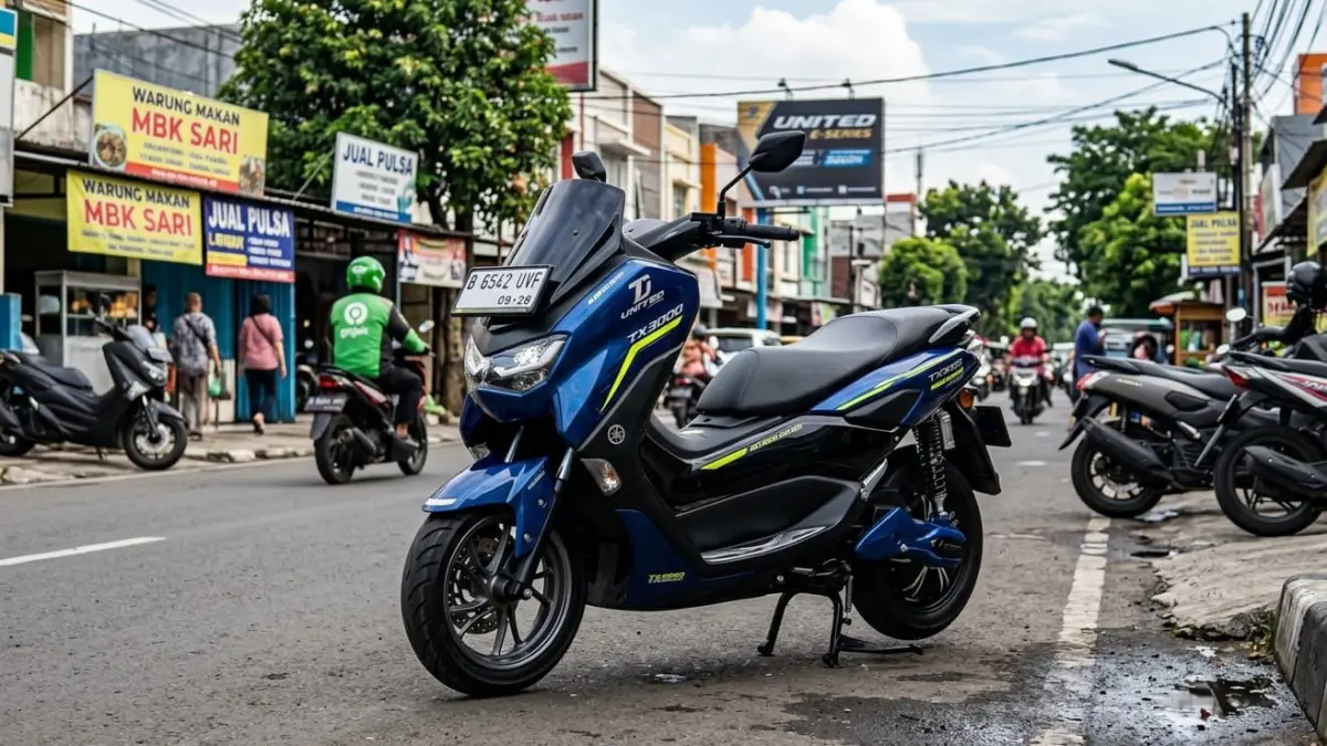 Review United TX3000, motor listrik Rp49 jutaan dengan jarak tempuh 120 km, fitur canggih dan desain sporty.
