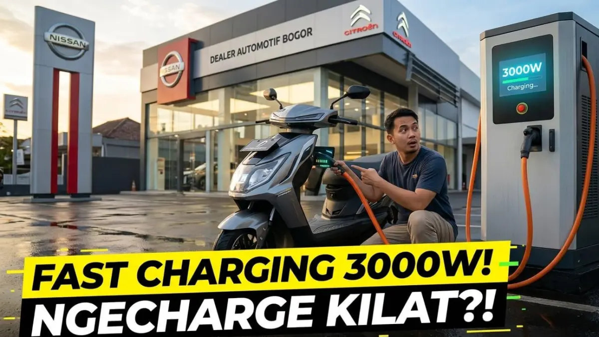 Fast charging motor listrik 3000 watt di Bogor, ngecas cepat di dealer jadi solusi praktis pengguna kendaraan listrik.
