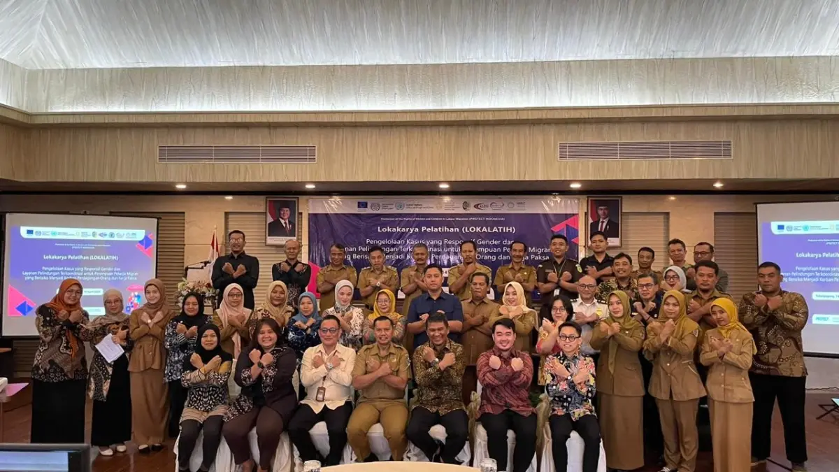 Lokalatih Pengelolaan Kasus Responsif Gender dan Perlindungan Terkoordinasi yamg diselenggarakan di Crown Victoria Hotel pada 14-16 April 2026.