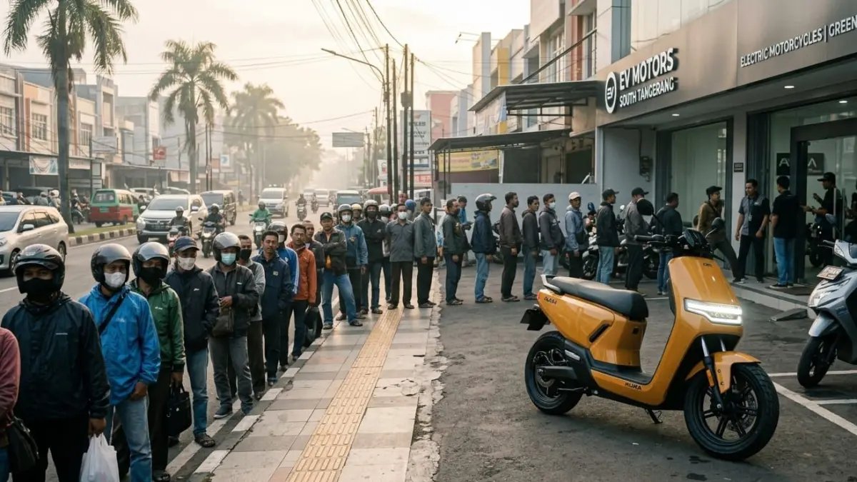 Motor listrik Alpha N3 2026 viral! Jarak 140 km, boost charge cepat, harga mulai Rp11 jutaan, bikin antrean pembeli membludak.