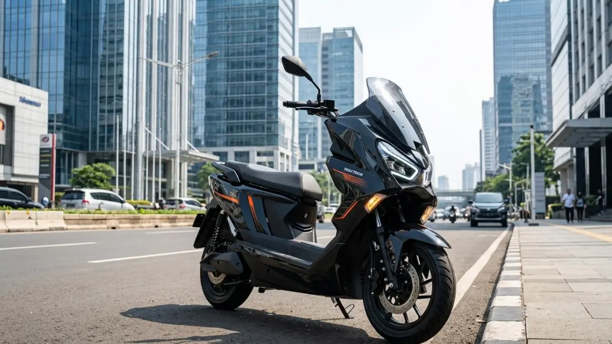 Polytron Fox 350 hadir dengan fitur keyless dan cruise control, harga Rp15 jutaan, top speed 95 km/jam, jarak tempuh 130 km.