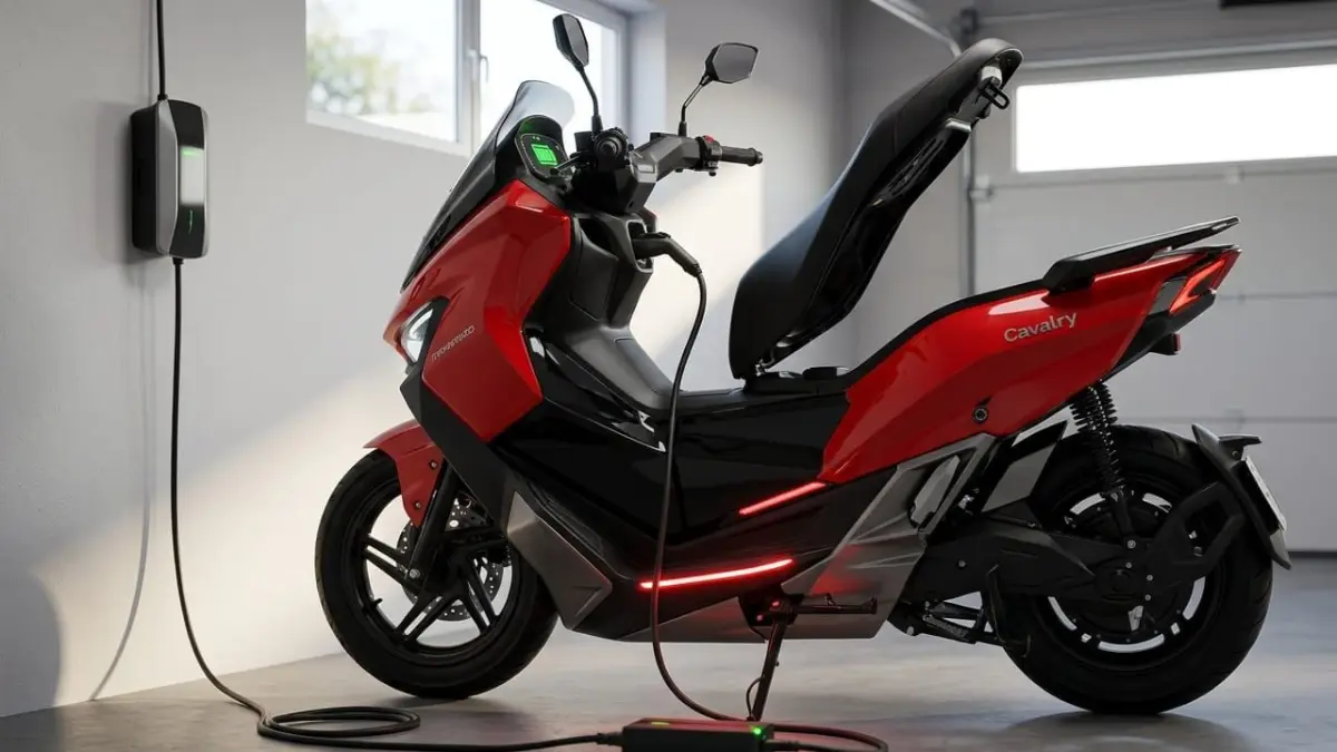 Tes charging Maka Cavalry, 1 jam naik 11 persen. Klaim jarak 20 km jadi sorotan motor listrik ini.