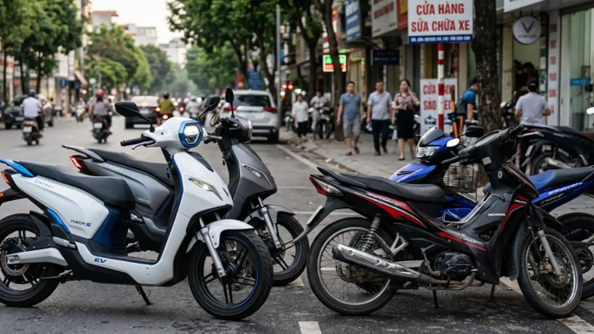 Motor listrik VinFast Indonesia hadir dengan harga terjangkau dan jarak tempuh 200 km, jadi solusi mobilitas hemat dan ramah lingkungan. Ilustrasi Gemini AI